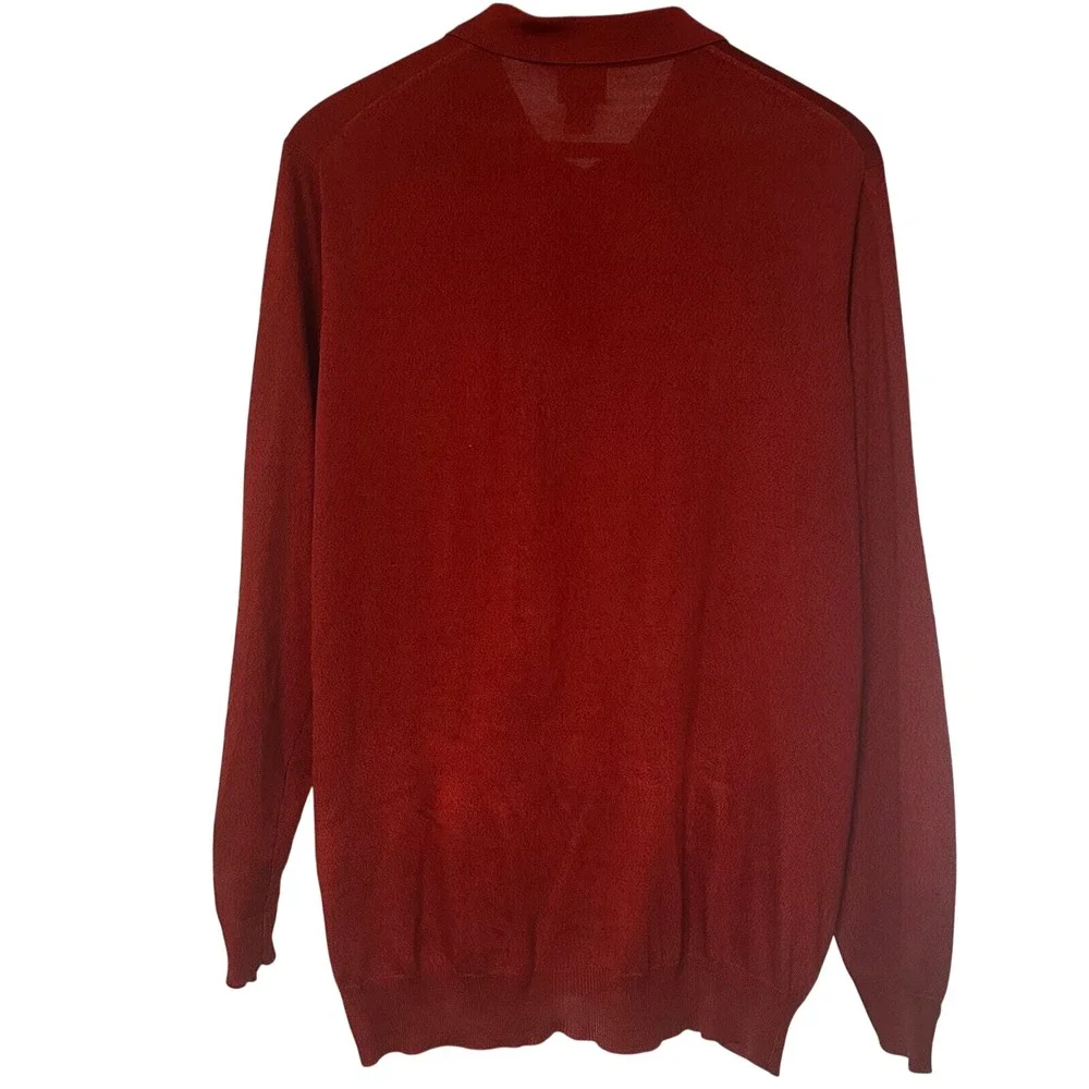 Mens Jos A Bank Signature Collection‎ Rust Sienna Silk Collared Sweater XL